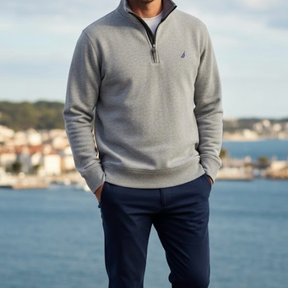 Nautica Men's Gray Zip-Up Sweater